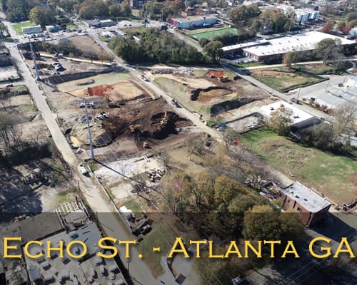 Excavation and construction site in Atlanta GA, showcasing active earth-moving for new development p.